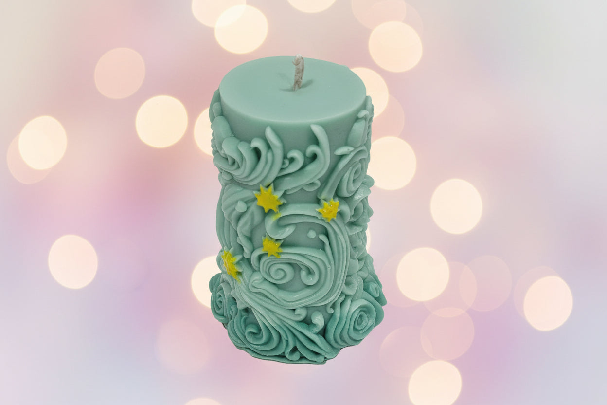 Light Green Decorative Pillar Candle