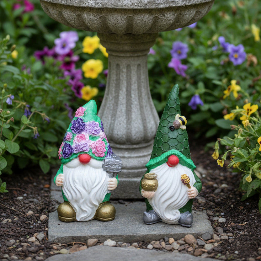Pair of Playful Decorative Gnomes