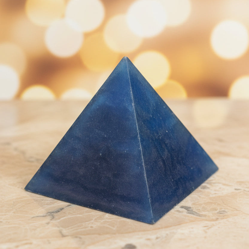 Small Purple Resin Pyramid for Desk, Shelf & Home Décor
