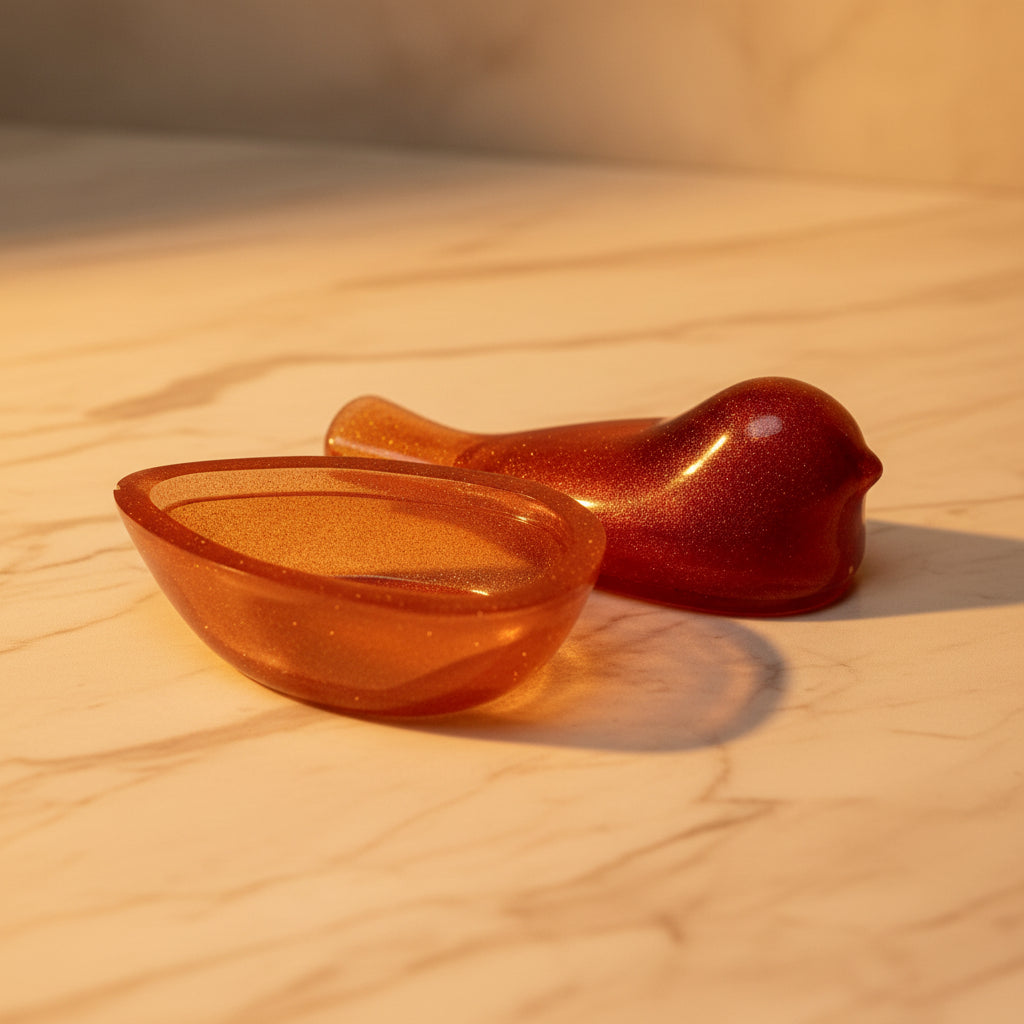 Rust Bird Dish with Lid