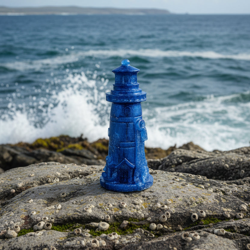 Coastal Lighthouse Figurine in Blue