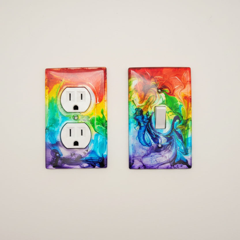 Colorful Tie Dye Switch Plate – Handmade Resin Cover