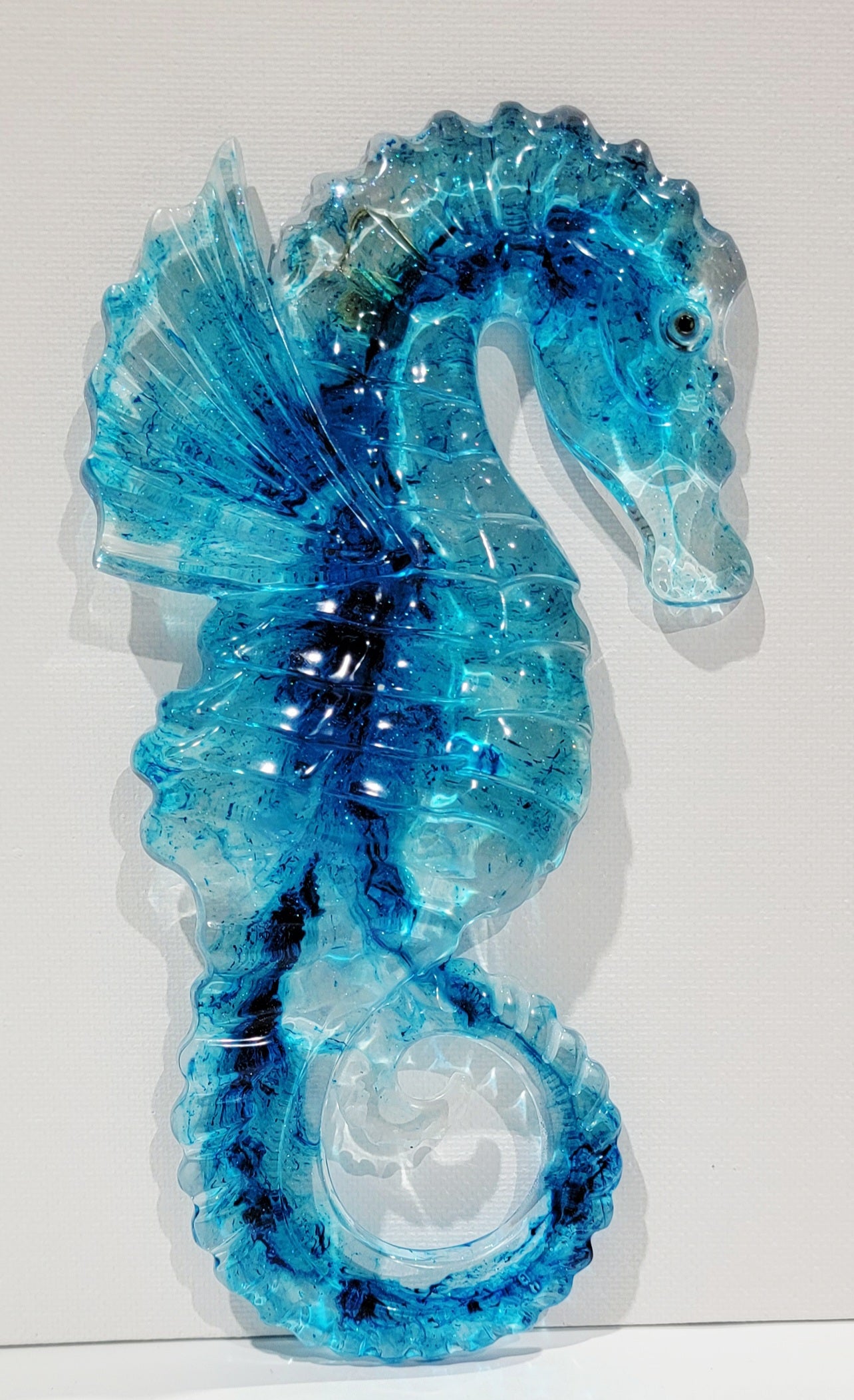 See Through Blue Sea Horse Wall Hanging