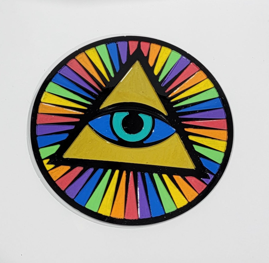 Circular plaque with Pyramid (Black Outline)