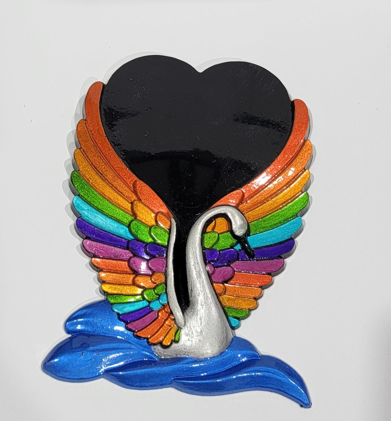 Rainbow Swan w/Heart Wall Hanging