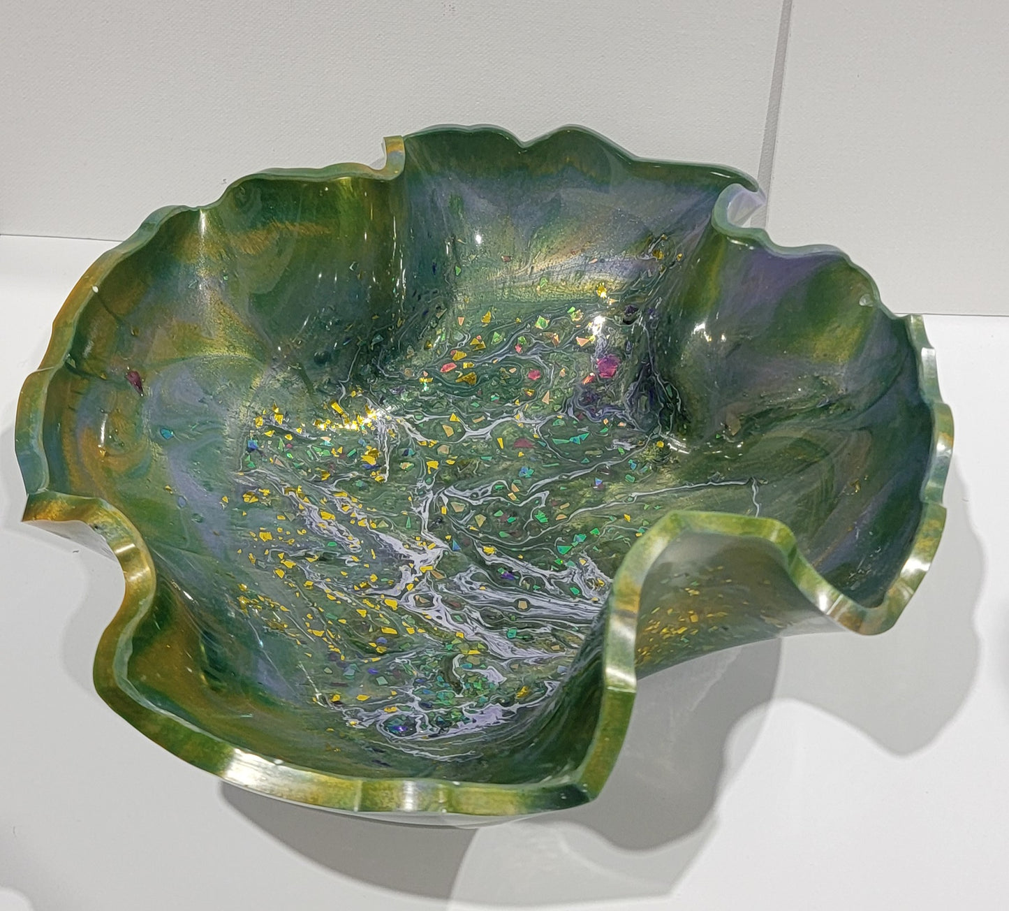 Green/Yellow/Purple Vase and Matching Bowl