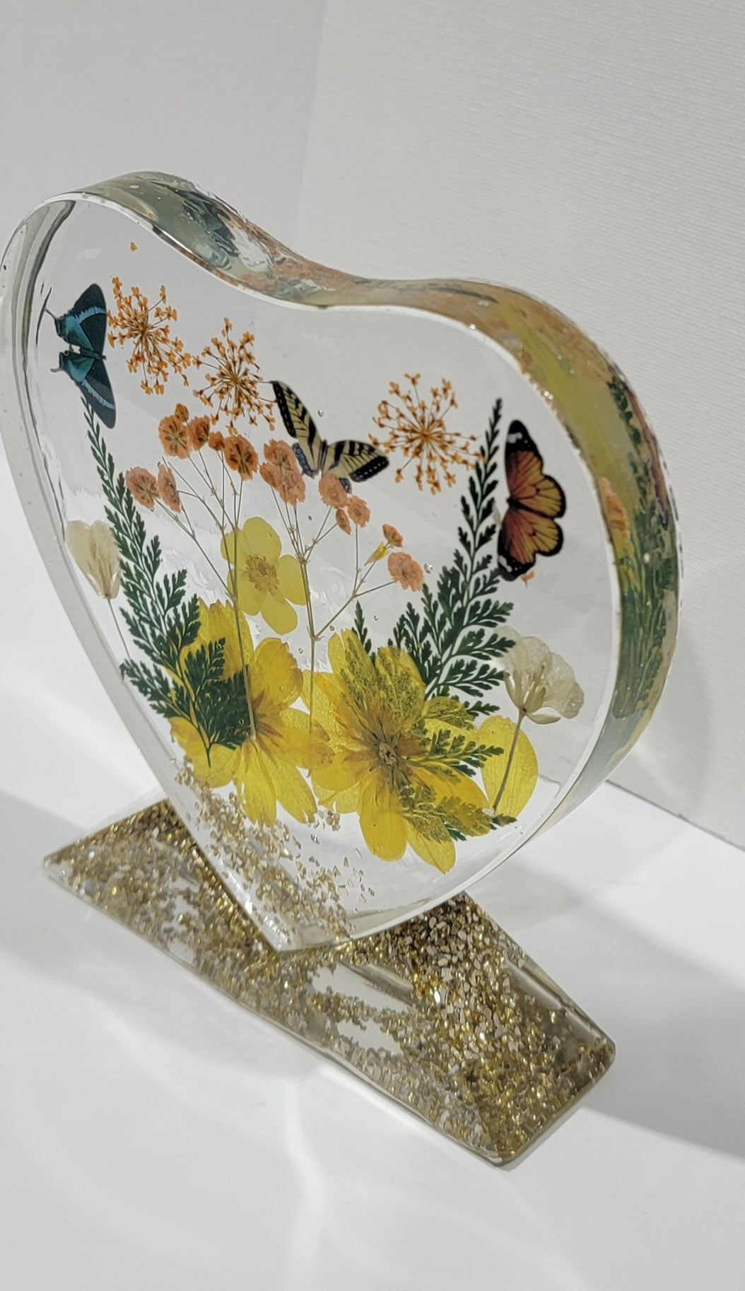Double Sided Heart with stand Clear with Gold