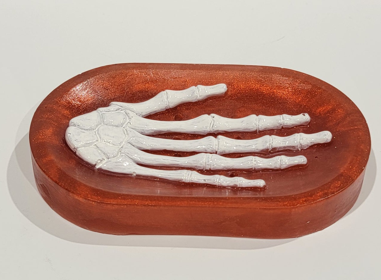 Skeleton Soap Dish Orange/white