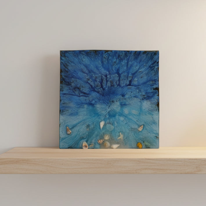 Square Coastal Ocean Resin Art
