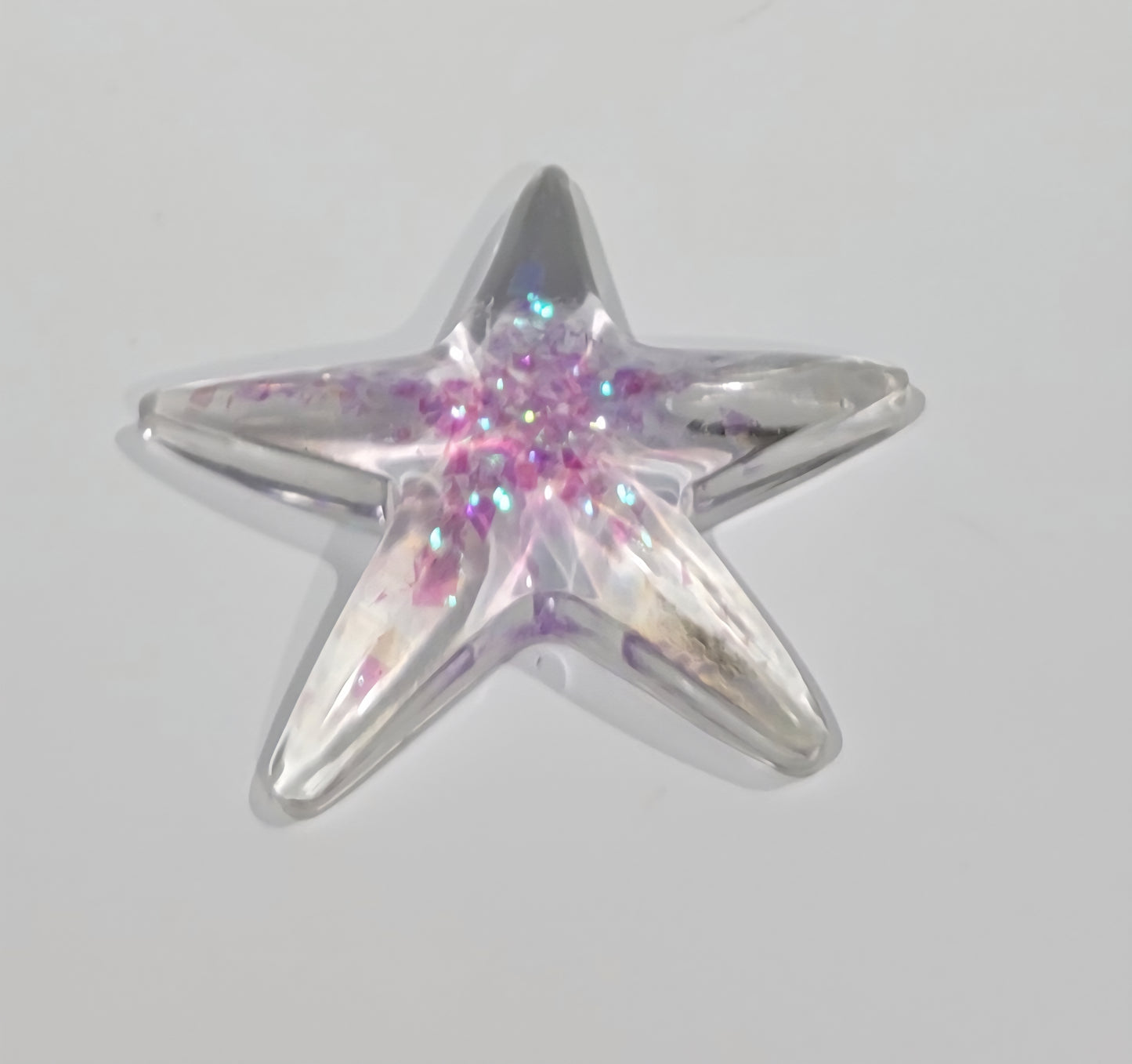 Clear Star with glitter