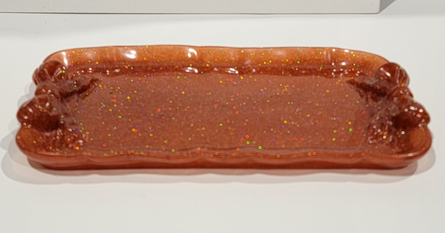 Brown with glitter Bow Tray