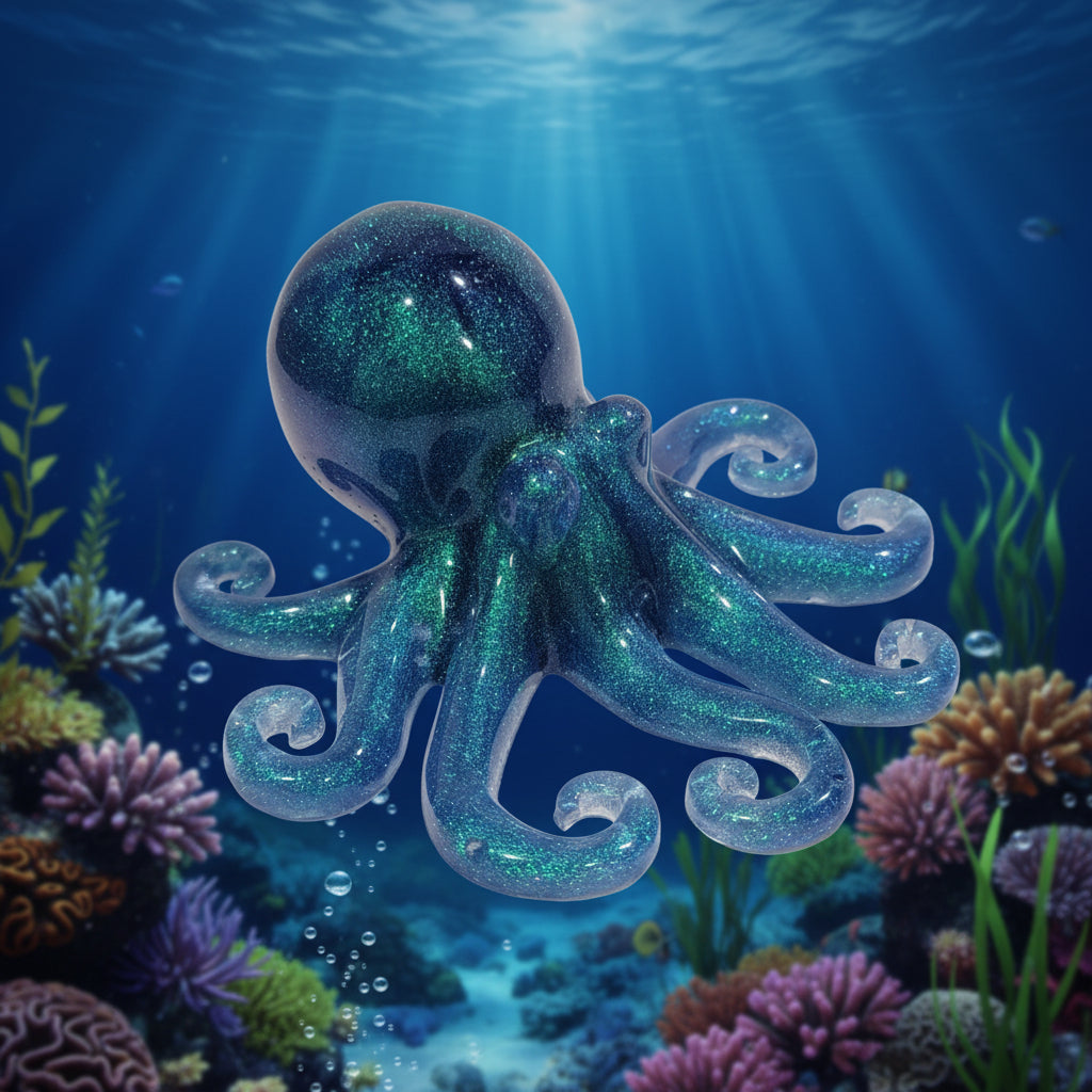 Handcrafted Blue Octopus Figurine