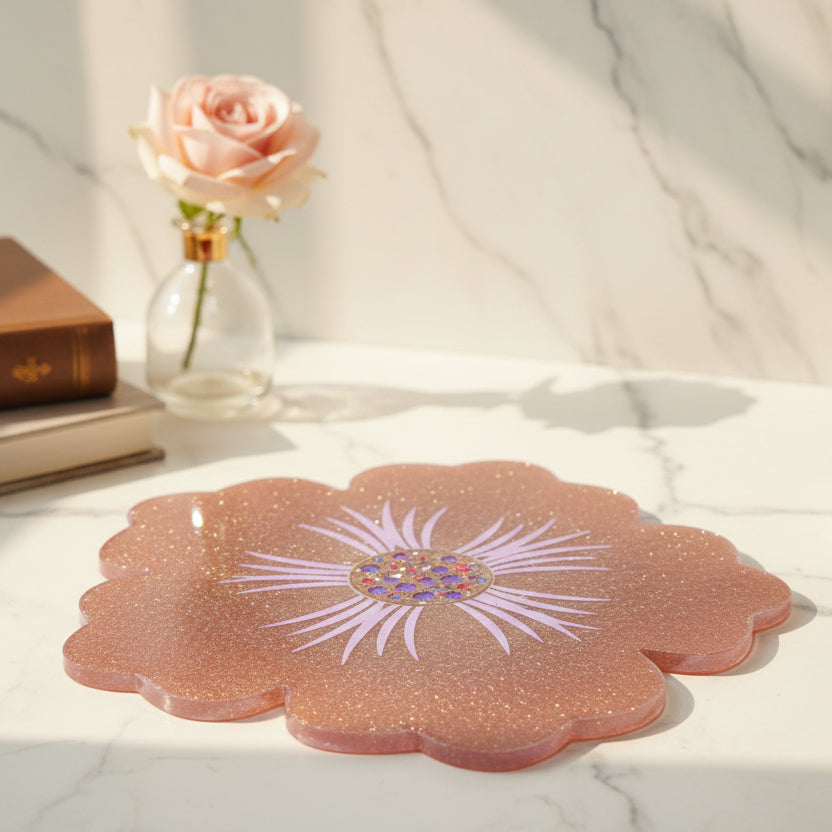 Handcrafted Floral Tray – Decorative Display & Serving Accent