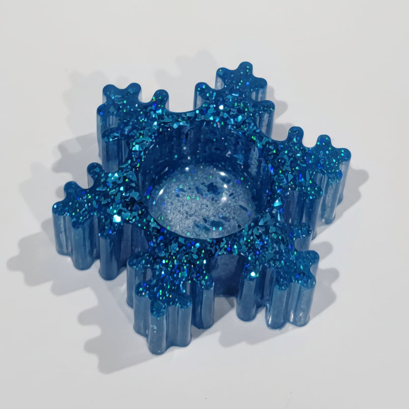 Blue Snowflake Candle Holder