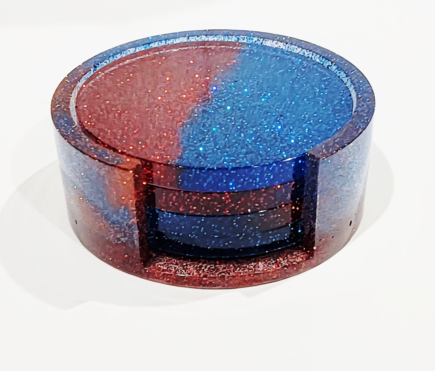 Red and Blue Coaster Set w/Holder