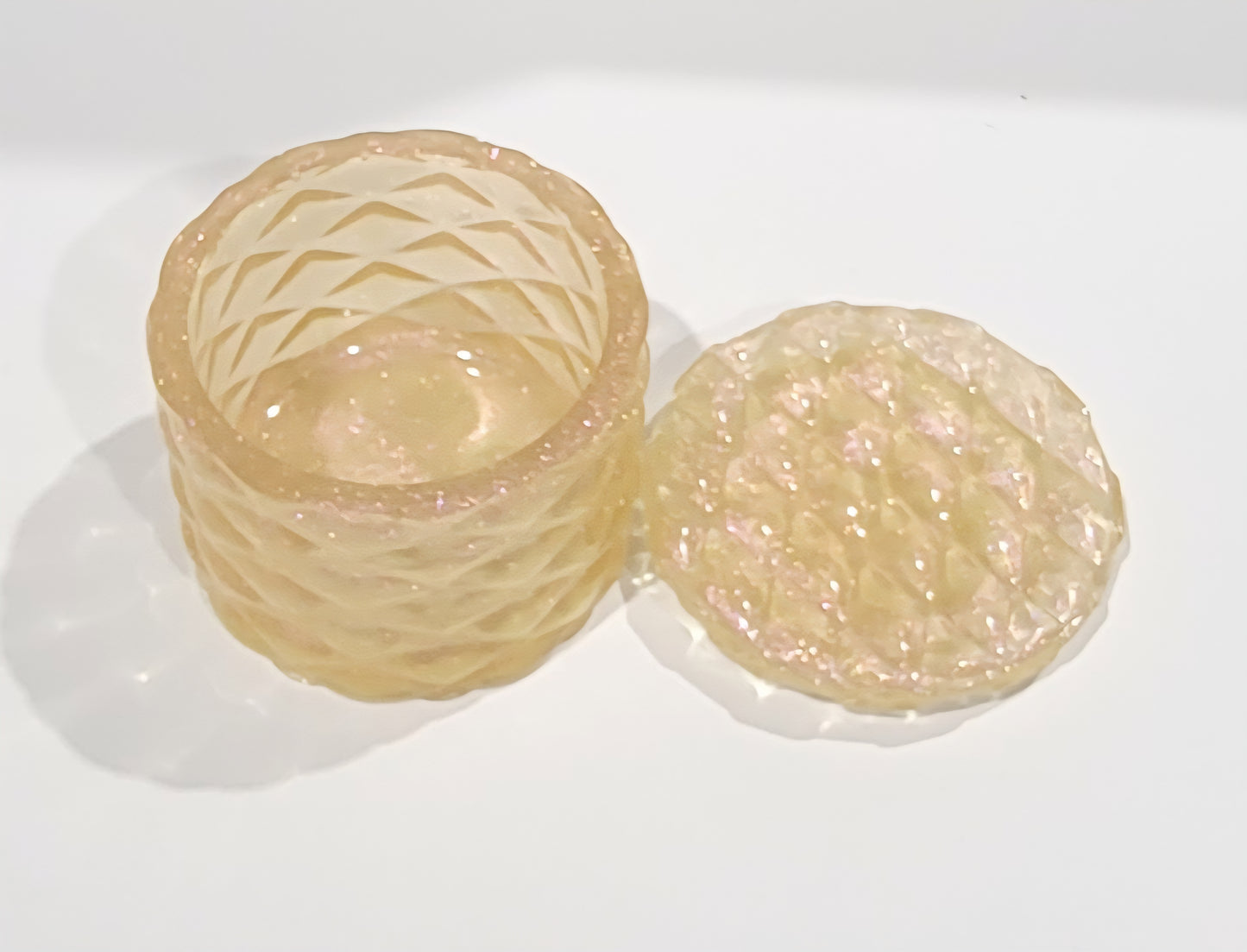 Beige and Pink Holographic Jar w/Lid