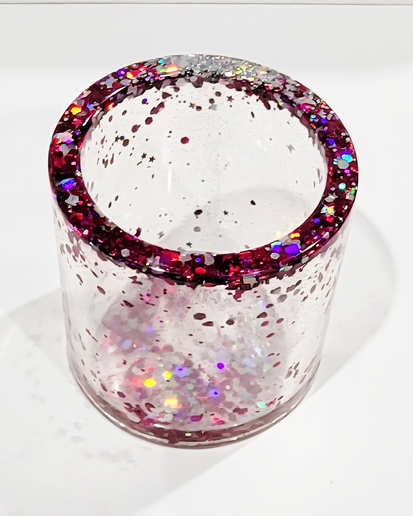 Clear w/pink chunky glitter Jar