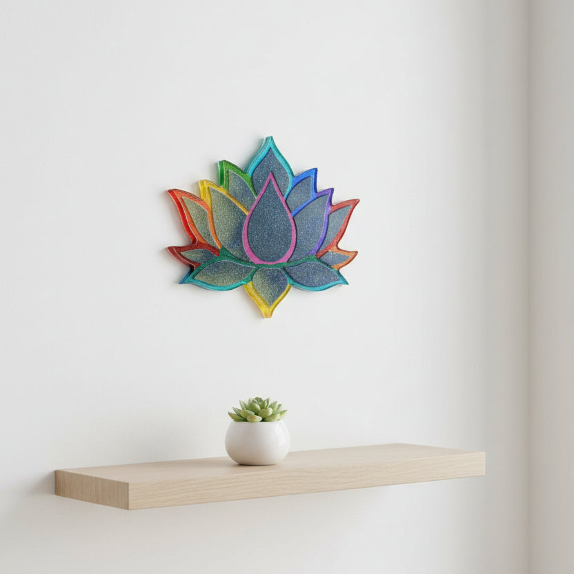 Rainbow Lotus Flower Wall Hanging