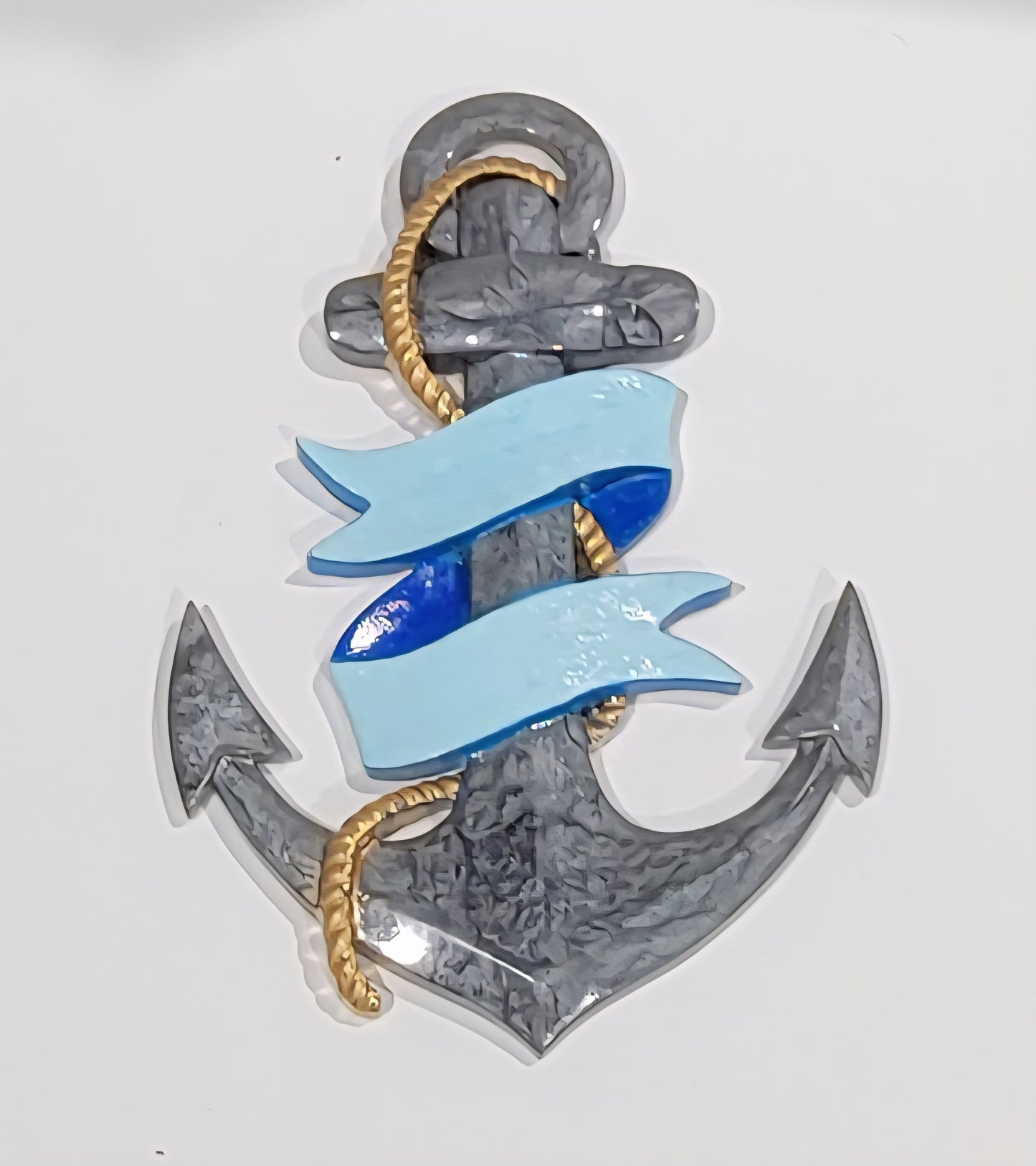 Anchor w/ Blue Ribbon Wall Hanging