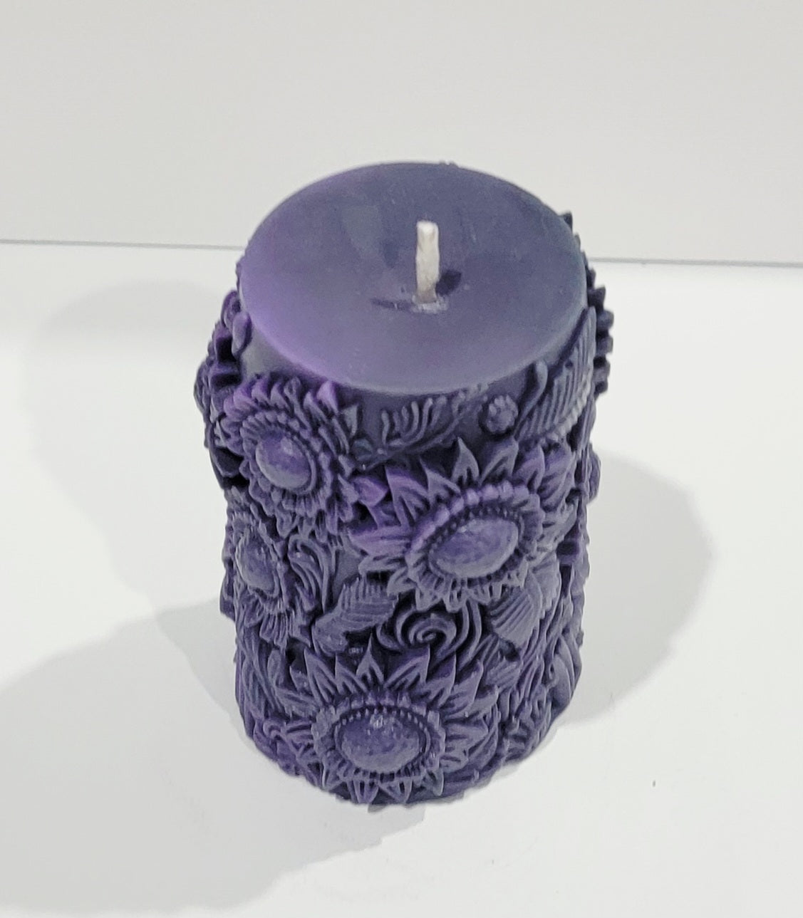 Scented Purple Sunflower Pillar Candle