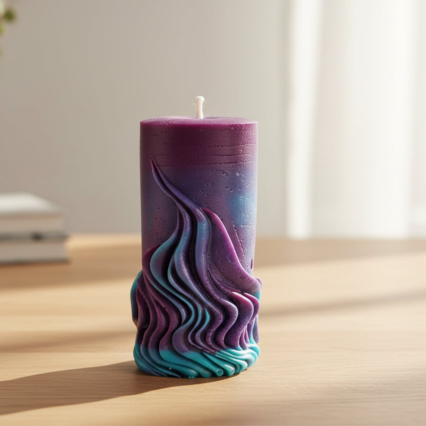 Blue and Purple Scented Pillar Candle