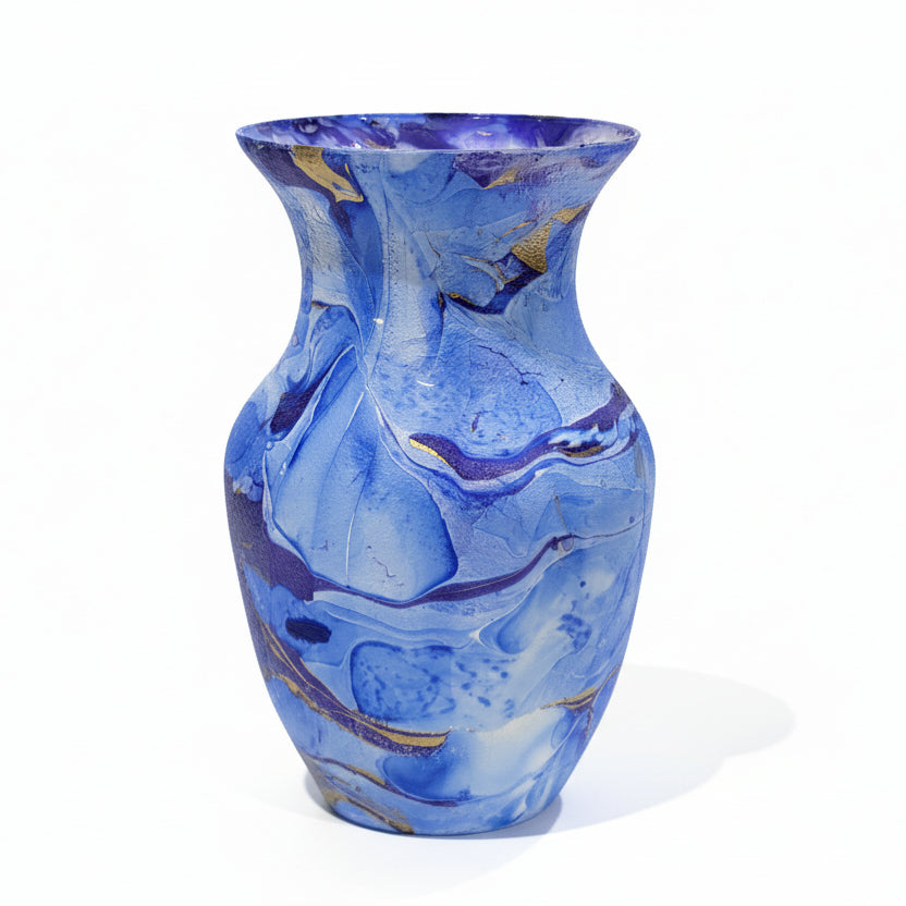 Elegant Blue‑Purple‑Gold Decorative Vase