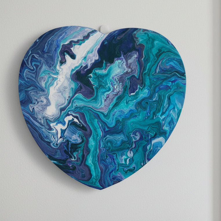Abstract Heart Acrylic Painting – Dreamy Blue & Purple Art