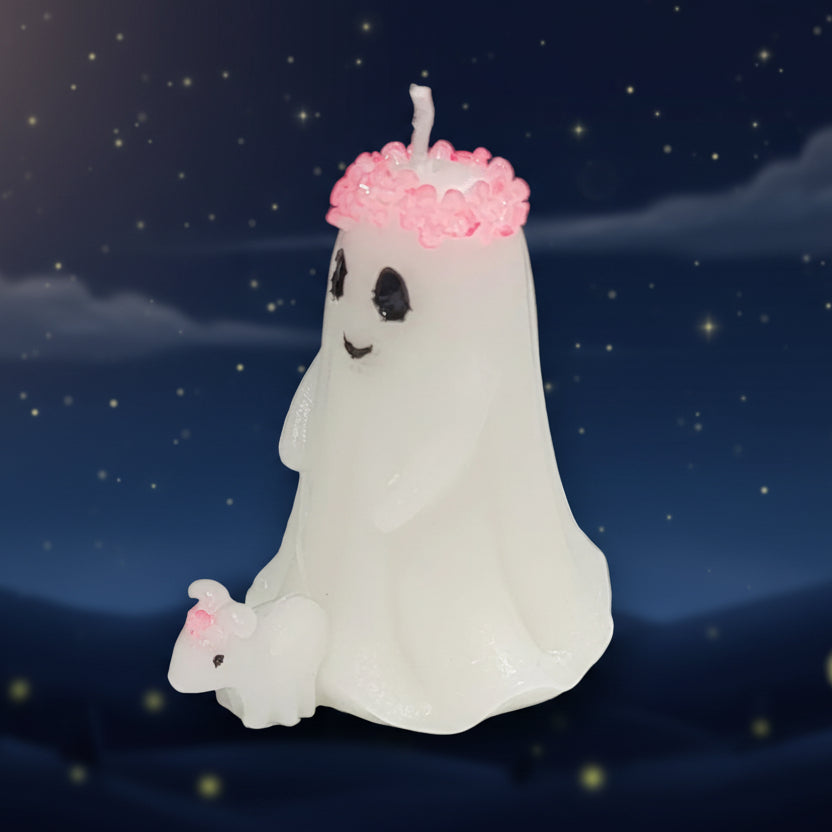Girl and Dog Ghost Candle