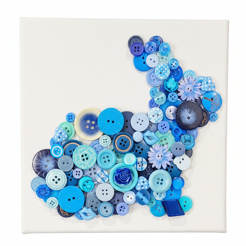 Blue Button Bunny Art