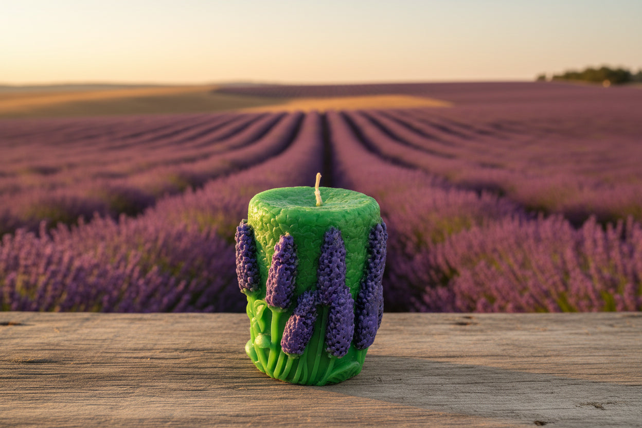 Green Pillar Scented Floral Candle