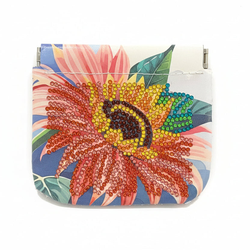 Pink Sunflower Coin Purse – Compact Card & Change Wallet