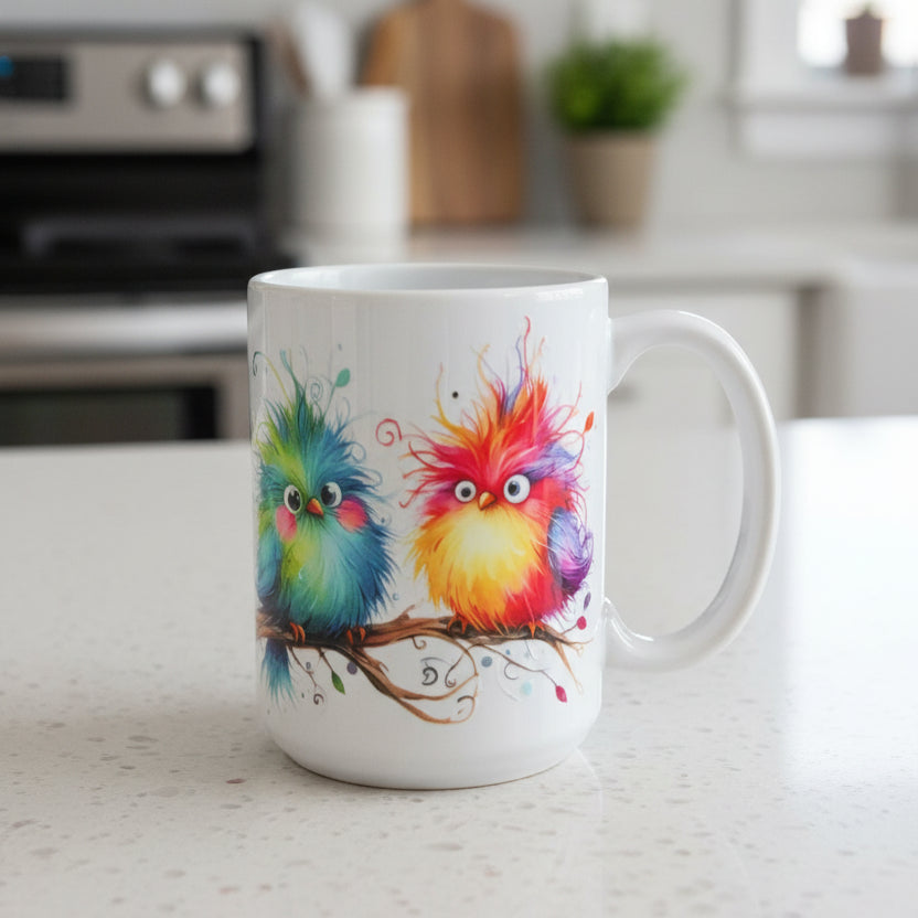 15oz Ceramic Mug – Birds Design