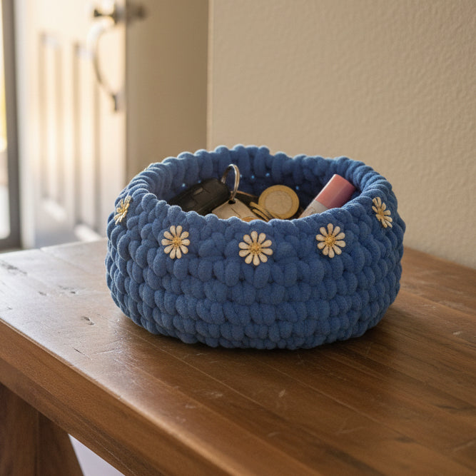 Blue Crochet Basket