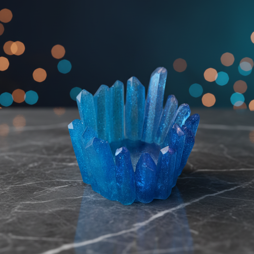 Blueish Rock Dish – Glossy Decorative Bowl