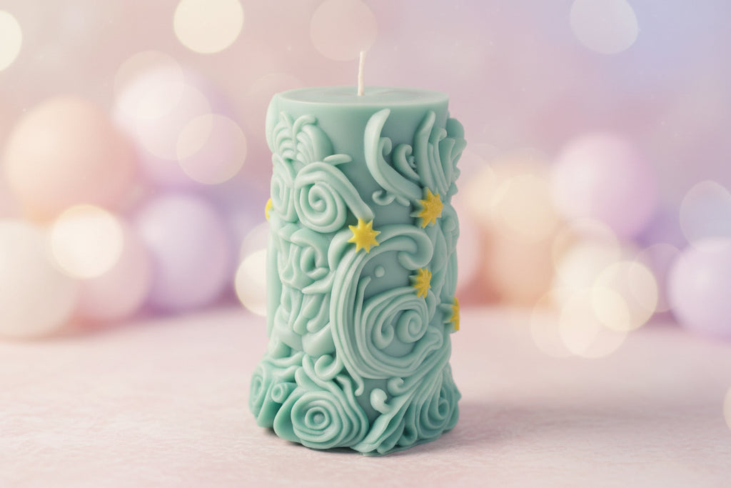 Light Green Decorative Pillar Candle