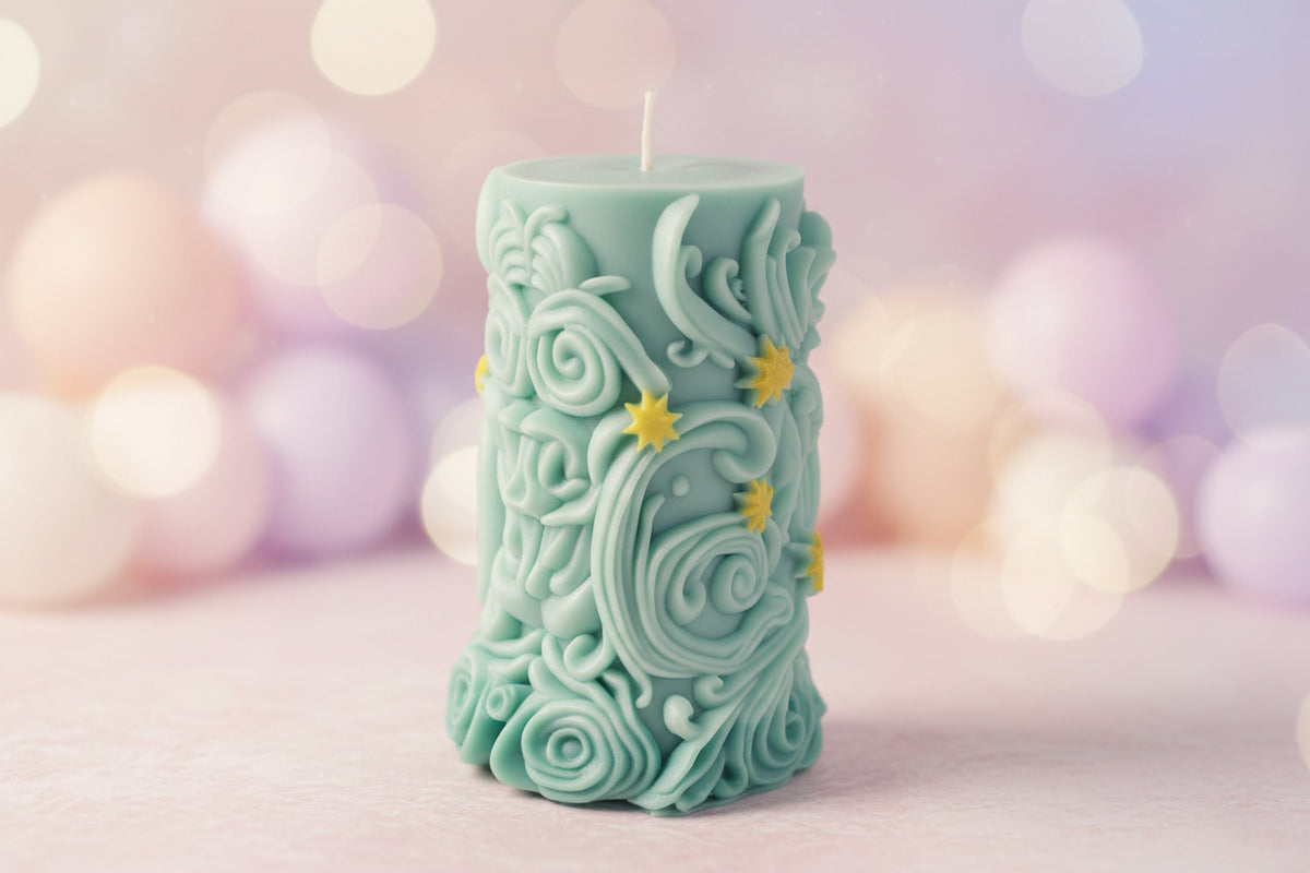 Light Green Decorative Pillar Candle