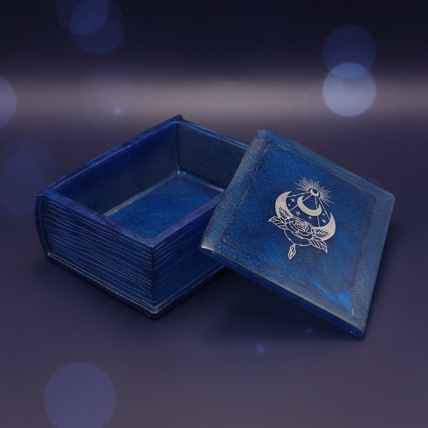 Blue Resin Decorative Box – Small Organizer for Shelf or Desk
