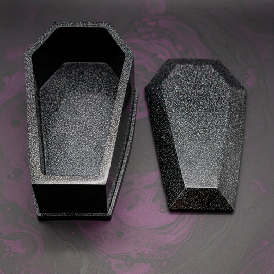 Black Glitter Coffin Décor – Gothic Resin Accent