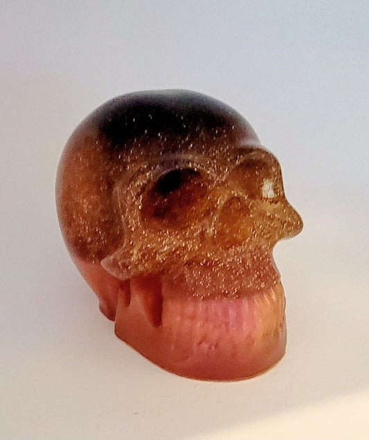 Large Skull Figurine (Orange Rust/Glitter Top)