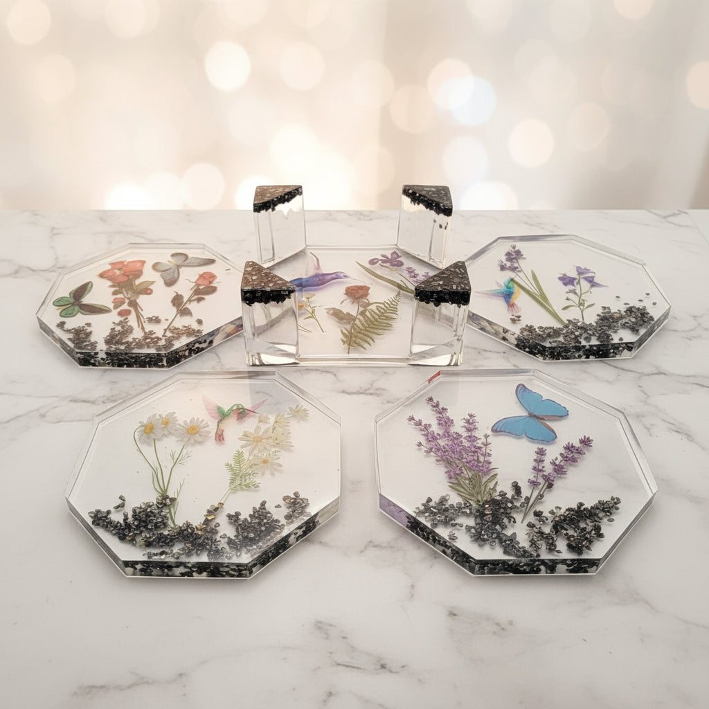 Nature‑Inspired Octagonal Coaster Set