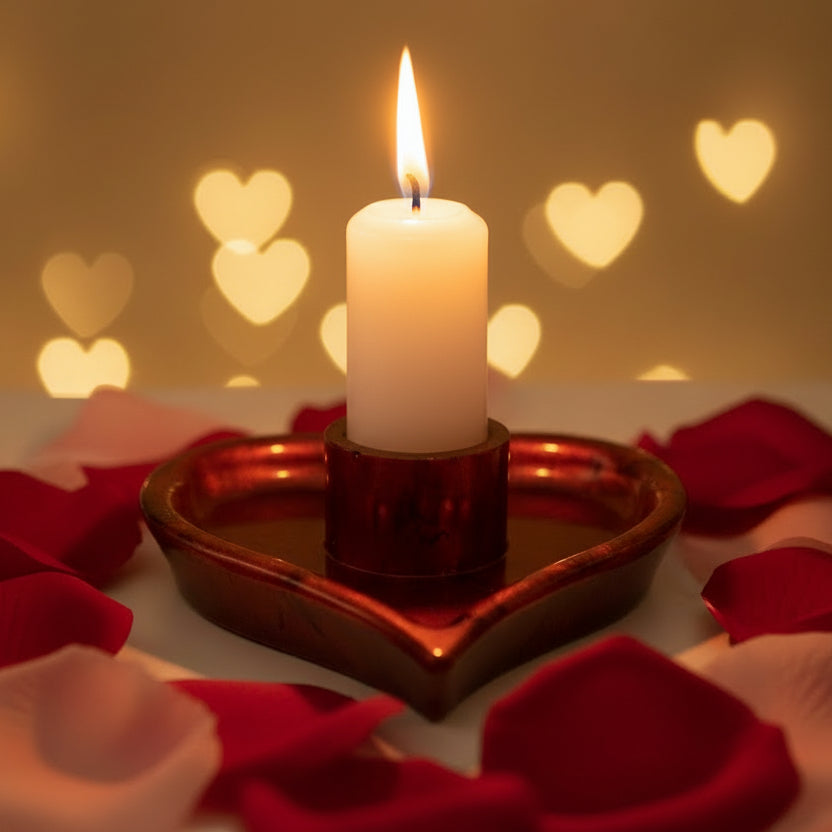 Romantic Heart Candle Holder & Dish