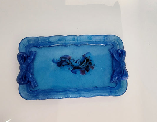 Blue Christmas Dish w/Fish
