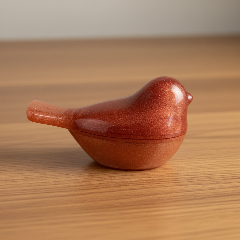Rust Bird Dish with Lid