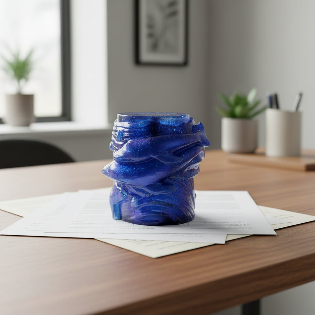 Ocean‑Inspired Whale Paperweight – Glossy Round Design