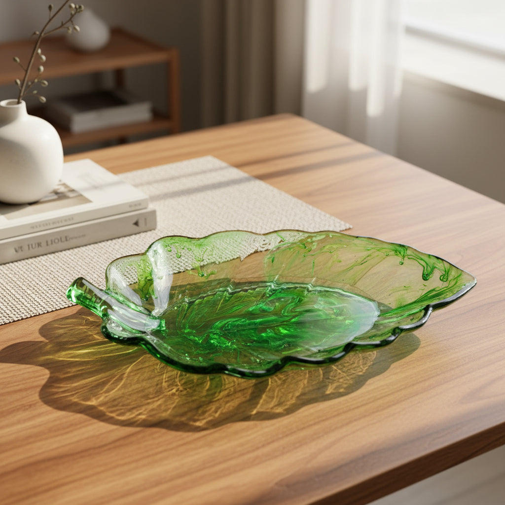 Clear & Green Leaf Dish