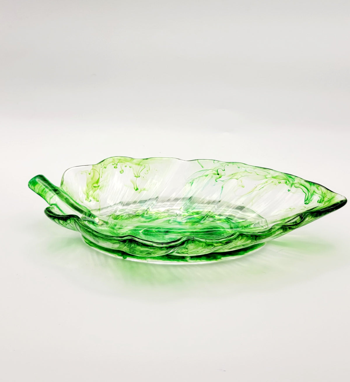Clear & Green Leaf Dish