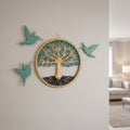 Golden Tree of Life Wall Art with Hummingbirds