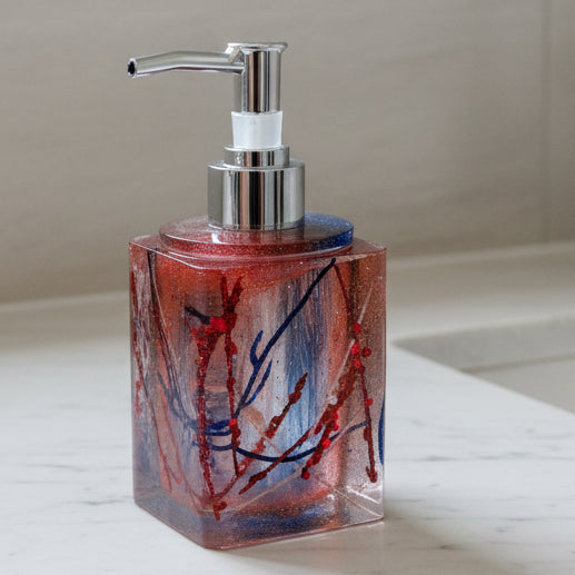 Patriotic Soap Dispenser – Red, White, Blue Bathroom Accessory