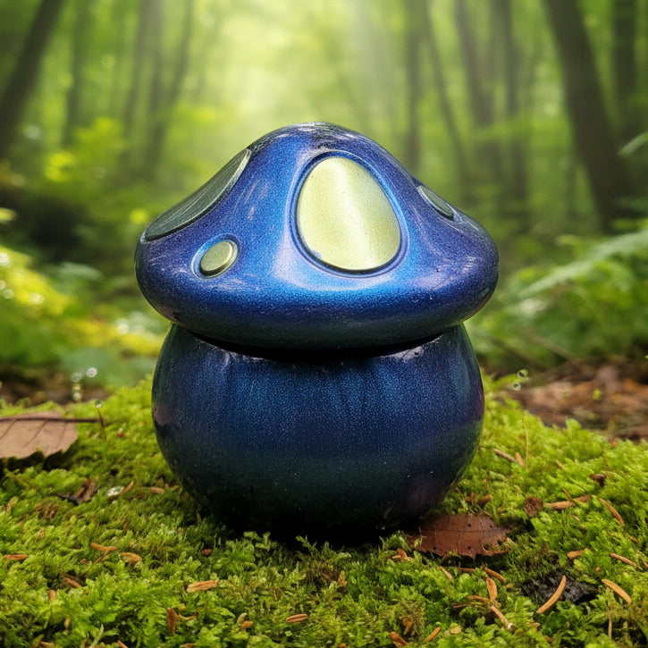 Blue & Gold Mushroom Jar