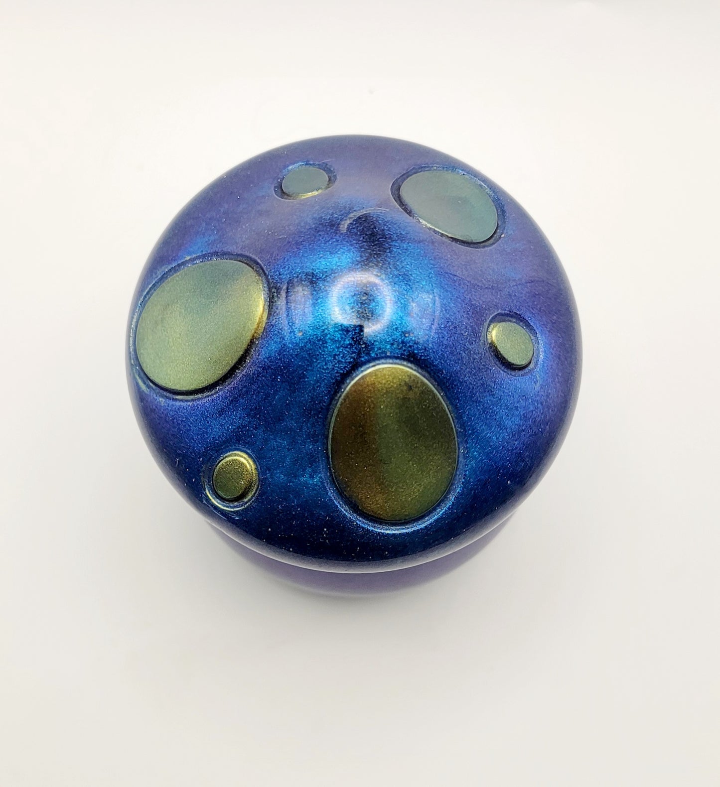 Mushroom Jar with Lid Blue w Gold